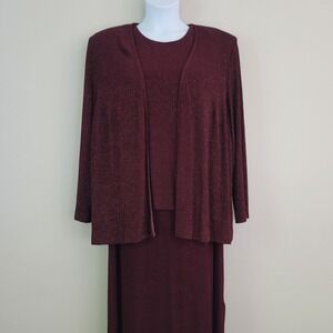 ALEX EVENINGS Size 24 PETITE 2-Piece Set: Sparkle Jacket & Sleeveless Maxi Dress